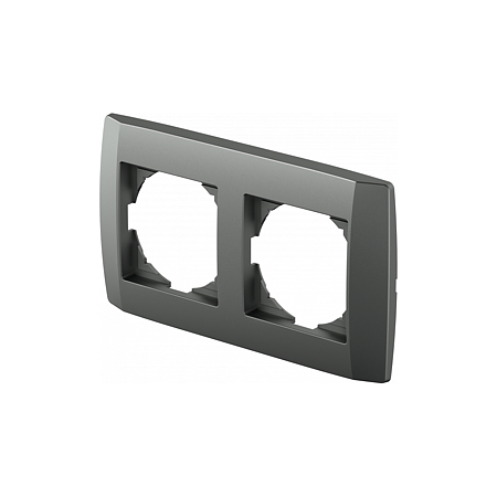 Rama decorativa dubla TEM, Logiq, 2 module, plastic, antracit Rama decorativa dubla TEM, Logiq, 2 module, plastic, antracit