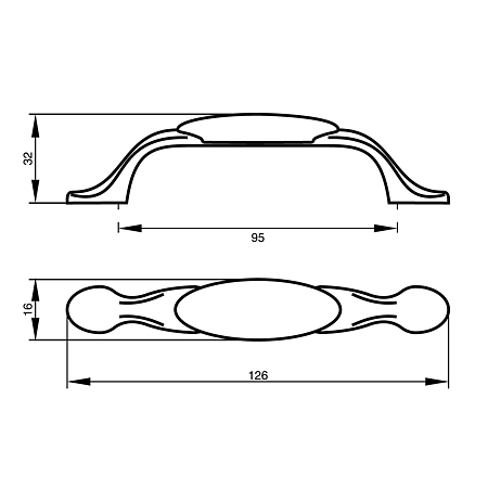 Maner Teko TIP4 2012-96-03, ceramica, antichizat, 96 mm