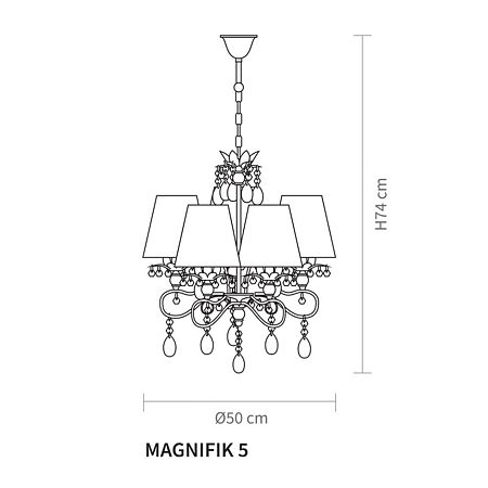 Lustra Magnifik KL105006, alb, 5 x E14, 50 cm