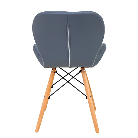 Scaun bucatarie / living Eliza, tapitat, piele ecologica, cadru de lemn, gri, max. 110 Kg., 73 x 47 cm