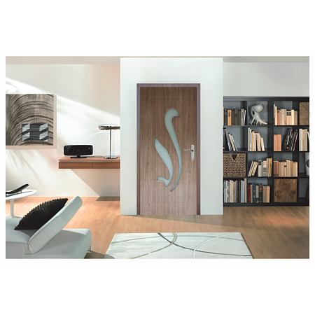 Usa interior celulara cu geam Pamate M033, reversibila, MDF, stejar auriu, toc fix, 200 x 60 cm x 3.5 cm