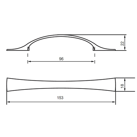 Maner Sulun, metalic, argint satinat, lungime 96 mm