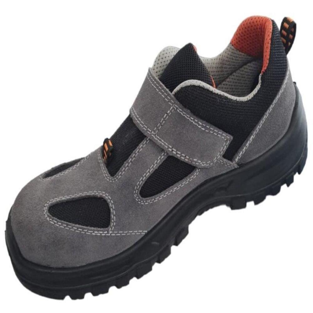 Pantofi De Protectie 5200, Piele Intoarsa, Bombeu Metalic, Fara Lamela Metalica, Inchidere Cu Scai, Unisex, Culoare Gri, Marimea 46