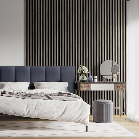 Panou decorativ Linea Acustic, 6 lamele, MDF, maro/negru, interior, 265 x 24.5 x 2.2 cm