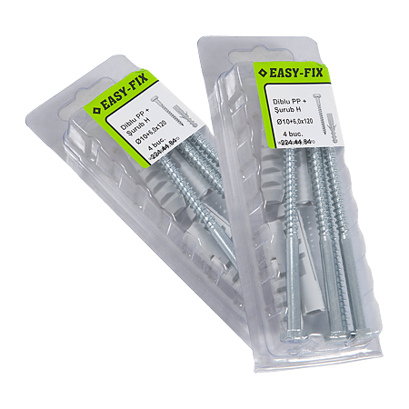 Diblu PP, D: 10 mm, cu surub 6 x 120 mm, 4 BUC