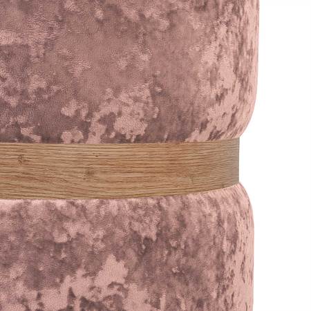 Taburet Ring, inel stejar, catifea roz E45, rotund, 38 x 38 x 40 cm