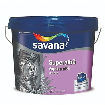 Vopsea superlavabila exterior Savana, alb, 15 L