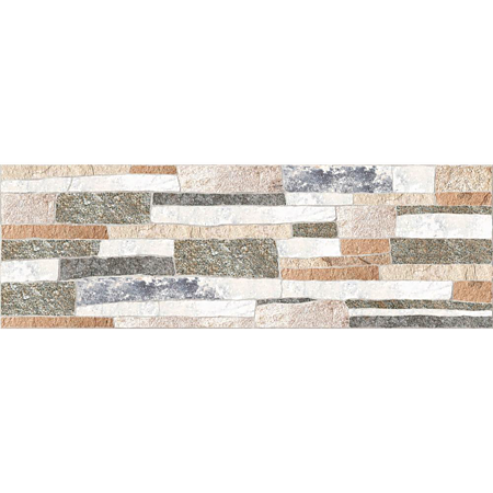 Placa portelanata Mica Grey, gri/bej, aspect piatra, reliefata, 20 x 60 cm