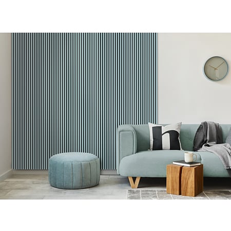 Panou decorativ Linea Acustic, 6 lamele, MDF, albastru fum/negru, interior, 265 x 24.5 x 2.2 cm
