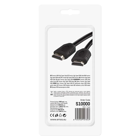 Cablu HDMI/Ethernet de mare viteza Emos, tata - tata, 0.75 m