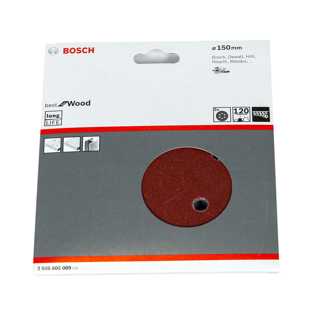 Foi abrazive Bosch, granulatie 120, 150 mm, 5 bucati 120