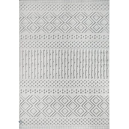 Covor modern Oksi 38003/100, polipropilena, alb, 80 x 150 cm