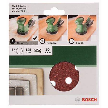 Foi abrazive, granulatie 60, 5 bucati, pentru slefuitor cu excentric, 125 mm