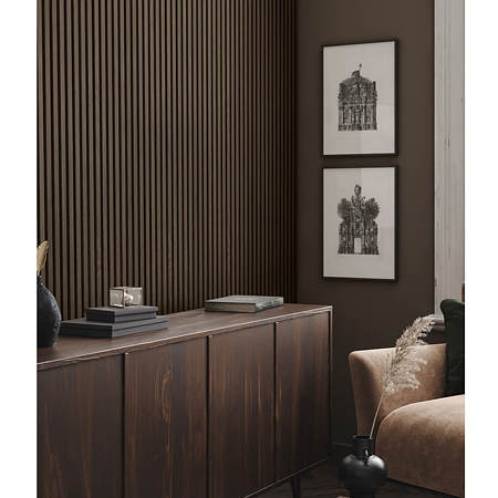 Panou decorativ Linea Acustic, 6 lamele, MDF, maro, interior, 265 x 24.5 x 2.2 cm
