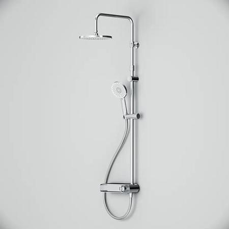 Coloana dus AM.PM X-Joy, bara reglabila, baterie cu polita, para de dus fixa, para de dus mobila cu 3 functii, furtun 175 cm, alama si plastic ABS