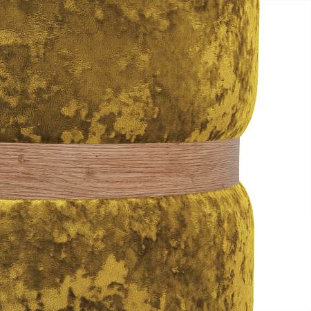 Taburet Ring, inel stejar, catifea galben E51, rotund, 38 x 38 x 40 cm
