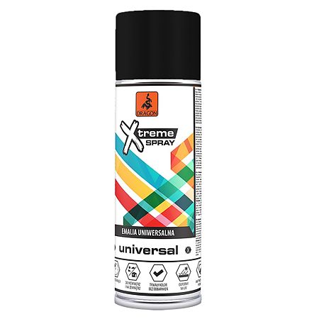 Vopsea spray universala Dragon Xtreme, negru RAL 9011, mat, interior/exterior, 400 ml