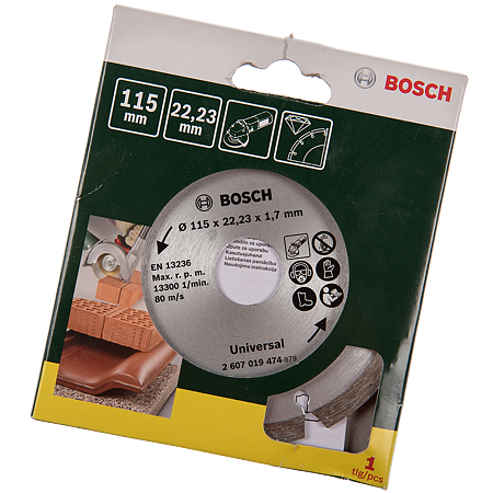 Disc diamantat debitare materiale constructii Bosch Universal, 115 x 22.3 x 1.7 mm