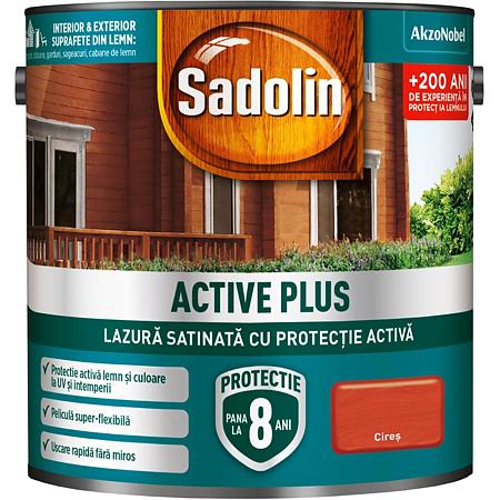 Lazura satinata pentru protectia lemnului Sadolin Active Plus WB, cires, interior/exterior, 5 l