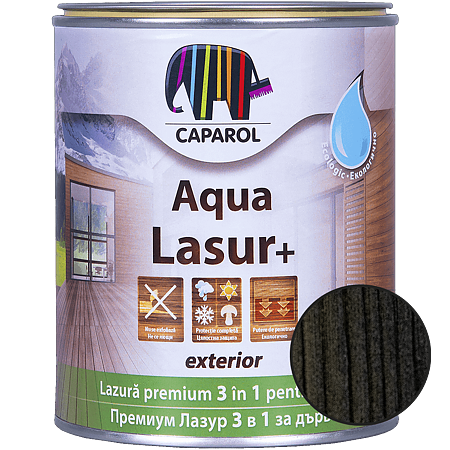 Lazura pentru lemn de exterior Caparol Aqua Lasur +, abanos, 0,75 l