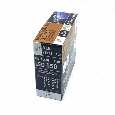 Instalatie perdea, 150 led cu flash, alb/flash alb, 3 x 1 m, exterior, interconectabila, transformator IP44