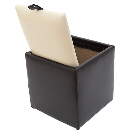 Taburet Box crem / wenge IP, 37 x 37 x 42 cm