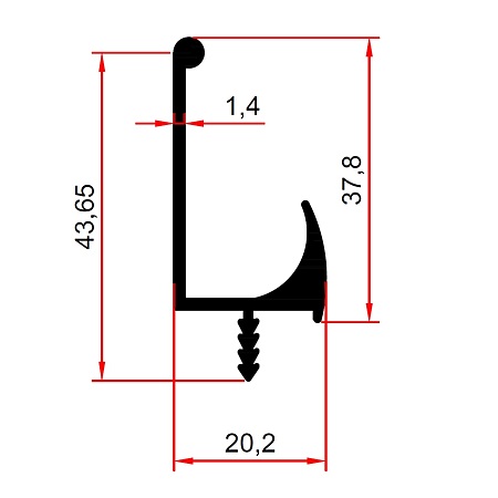 Profil J NLB, aluminiu, alb, 3 m