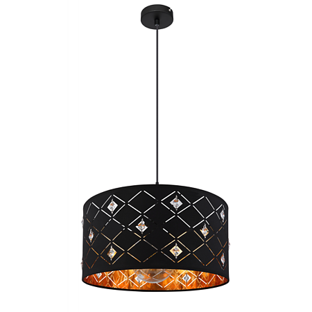 Suspensia Abbey 15448H, 1 x E27, 60W, H 1400 mm x D 400 mm, negru + auriu