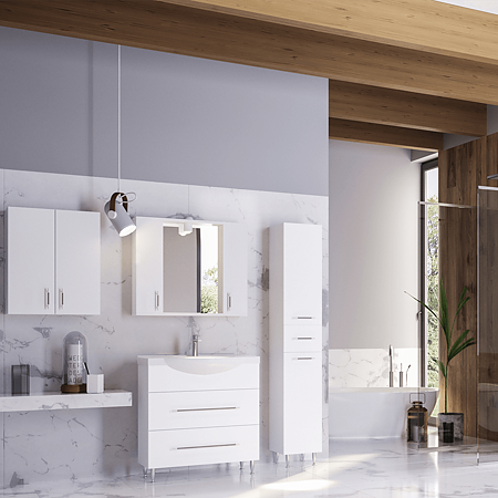 Dulap de baie Badenmob Verona , montaj suspendat, PAL + MDF, alb, 45 x 21,6 x 68 cm