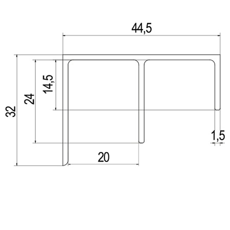 Profil de ghidare inferior SDS 9300, aluminiu anodizat mat, lungime 2,5 m