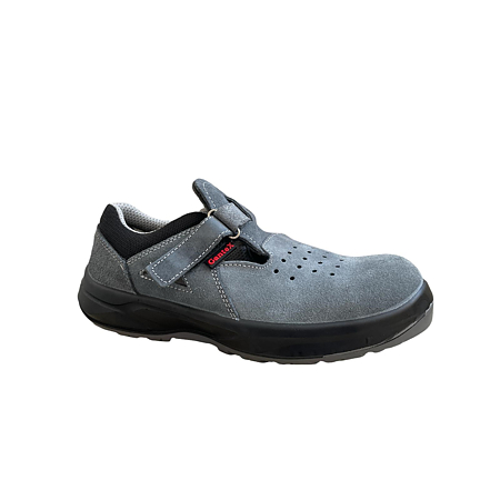 Pantofi de protectie 5200, piele intoarsa, bombeu metalic, fara lamela metalica, inchidere cu scai, unisex, culoare gri, marimea 45