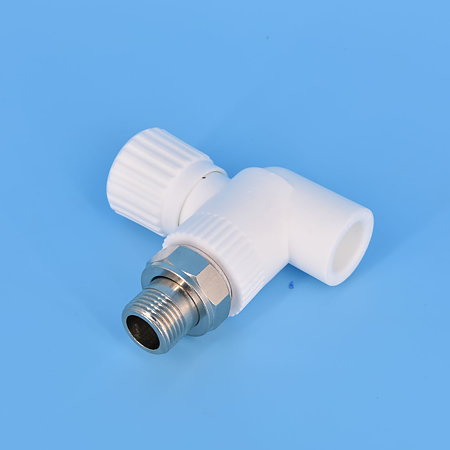 Robinet de trecere colt PPR Supratherm, cu ventul, alb, 20 mm x 1/2"
