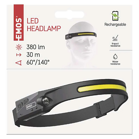 Lanterna LED frontala de lucru Emos LED P3541, Li-Polimer, 1200 mAh, 380 lm, 4 moduri iluminare 