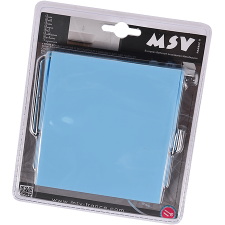 Suport hartie igienica MSV, plastic-metal, bleu, 13 x 15 x 11,5 cm