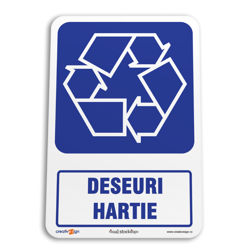 Indicator autocolant Deseuri hartie, PVC, 20 x 15 cm