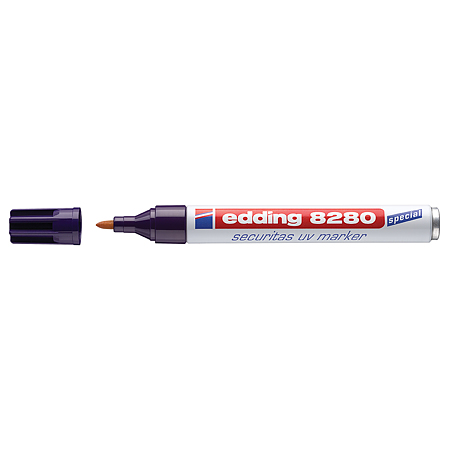 Marker permanent Edding 8280, UV, corp metalic, varf rotund 1,5-3 mm, alb