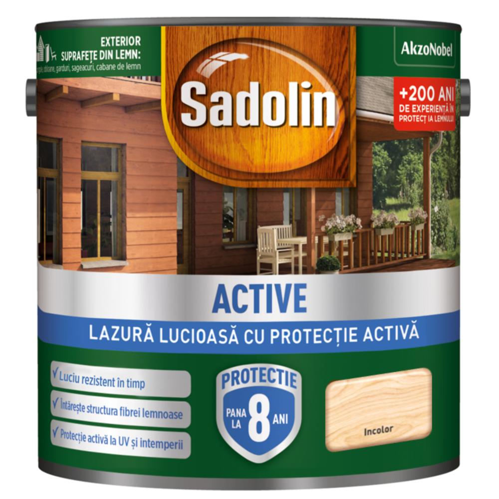Lazura lucioasa pentru lemn Sadolin Active, incolor, interior/exterior, 2.5 l