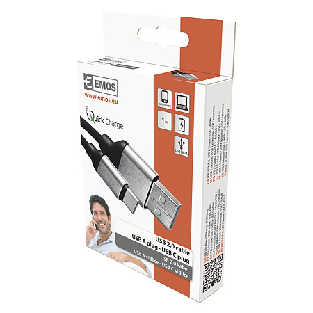 Cablu USB Emos 2.0 C, negru, 1 m