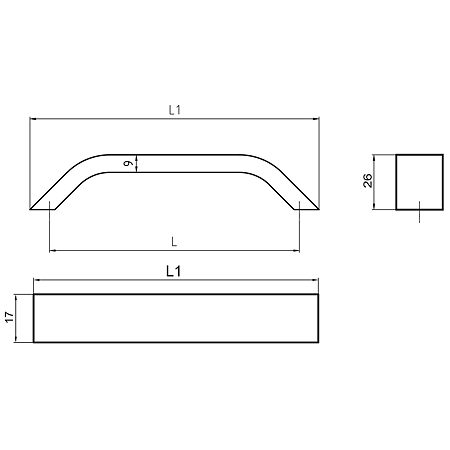 Maner-1007B, aluminiu mat, 128 mm