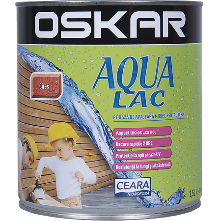 Lac pentru lemn Oskar Aqua, cires, interior/exterior, 2.5 l