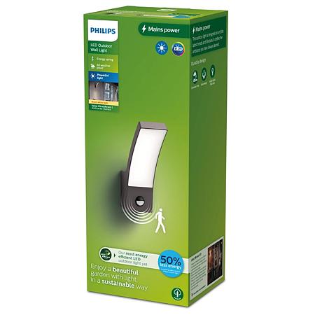 Aplica exterior Philips Splay, cu senzor, 3.8 W, aluminiu, antracit, IP44 