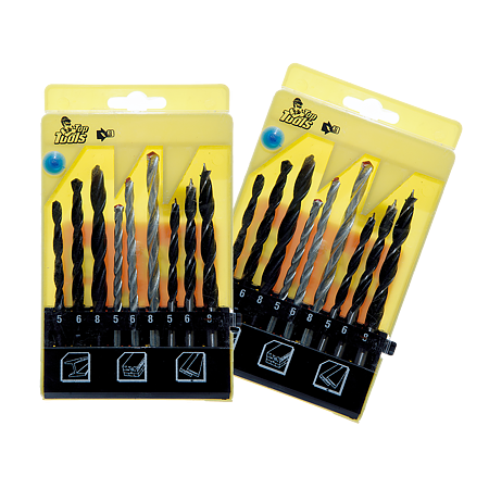 Set 9 burghie combinate Top Tools 60H009, mandrina standard, pentru lemn, beton si metal, 5-8 mm