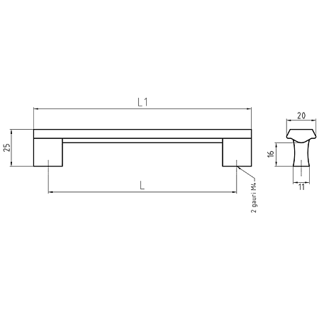 Maner AA630 192 mm, aluminiu mat