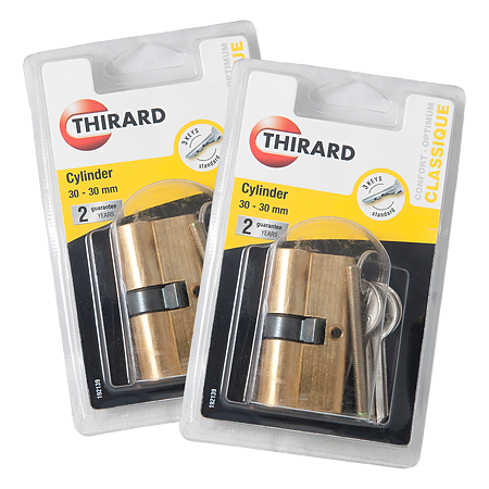 Cilindru de siguranta cu 5 pini, Thirard SA Series, alama nichelata, 30 x 30 mm, 3 chei