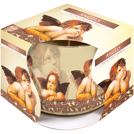 Lumanare decorativa parfumata, pahar imprimat, angels, 70 x 80 mm