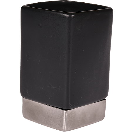 Pahar de baie MSV Nhale, ceramica, negru, 6.5 x 6.5 x 11 cm
