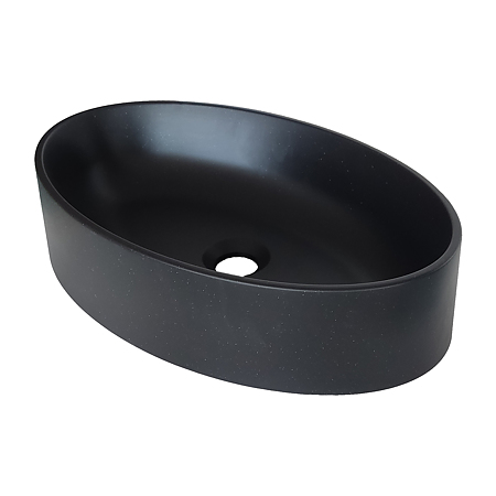 Lavoar oval SanDonna Arondi, compozit granit, negru, 50 x 32 x 12 cm