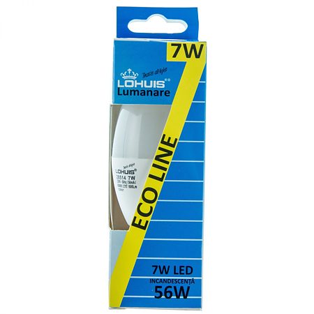 Bec LED Ecoline Lohuis, lumanare, E14, 7 W, 600 lm, lumina rece 6500 K