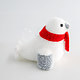 Decoratiune iarna pinguin cu fular, alb si rosu, 20 cm