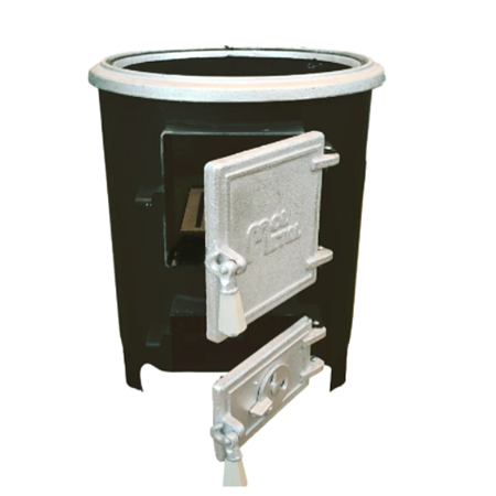  Soba pentru cazan baie Mol Metal, otel, suport si gratar fonta, 420 mm 